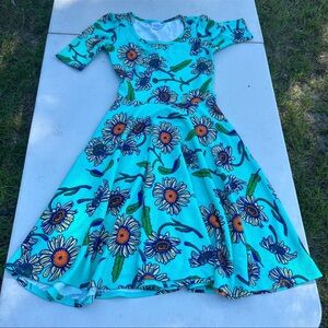 Rare Lularoe Floral Sunflower Dress Size Small